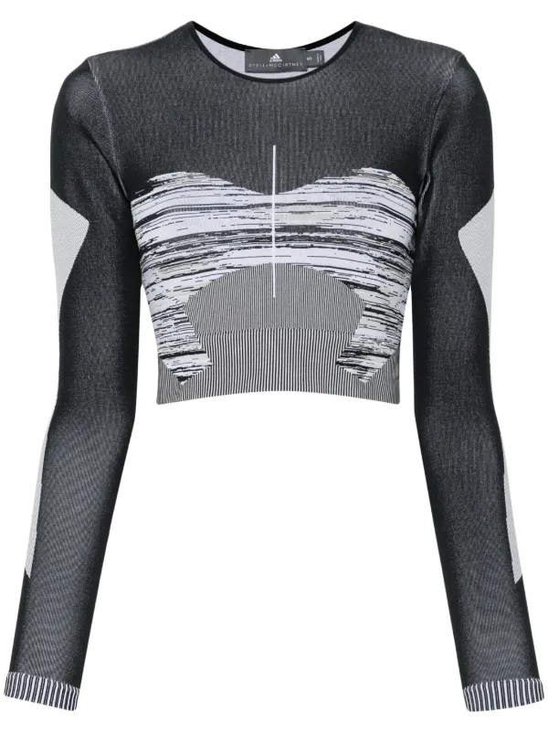 Adidas By Stella McCartney graphic print Cropped Yoga Top Black FARFETCH ZA