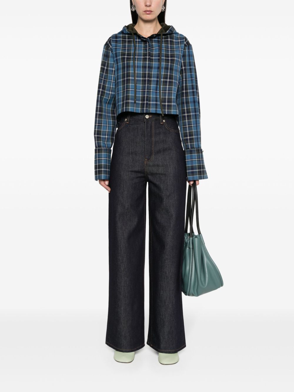 LOEWE Cropped blouse met capuchon - Blauw