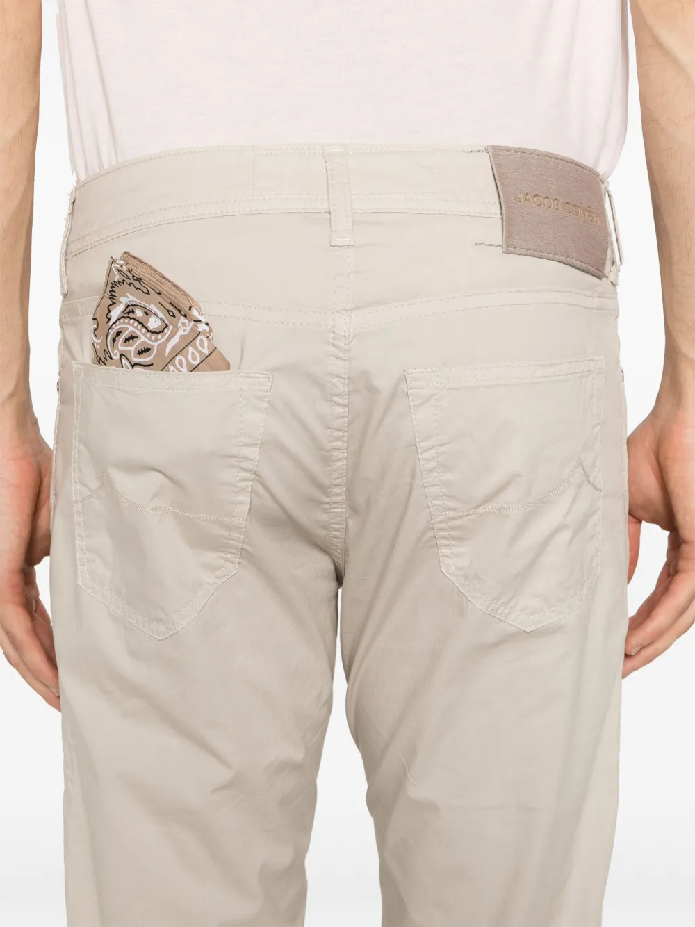 Shop Jacob Cohen Bard Mid-rise Slim-fit Chinos In Neutrals