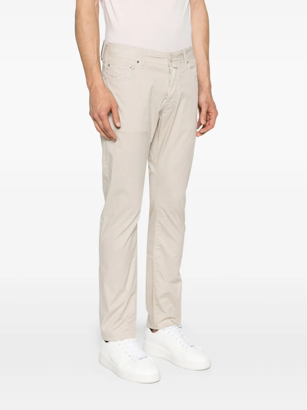 Shop Jacob Cohen Bard Mid-rise Slim-fit Chinos In Neutrals