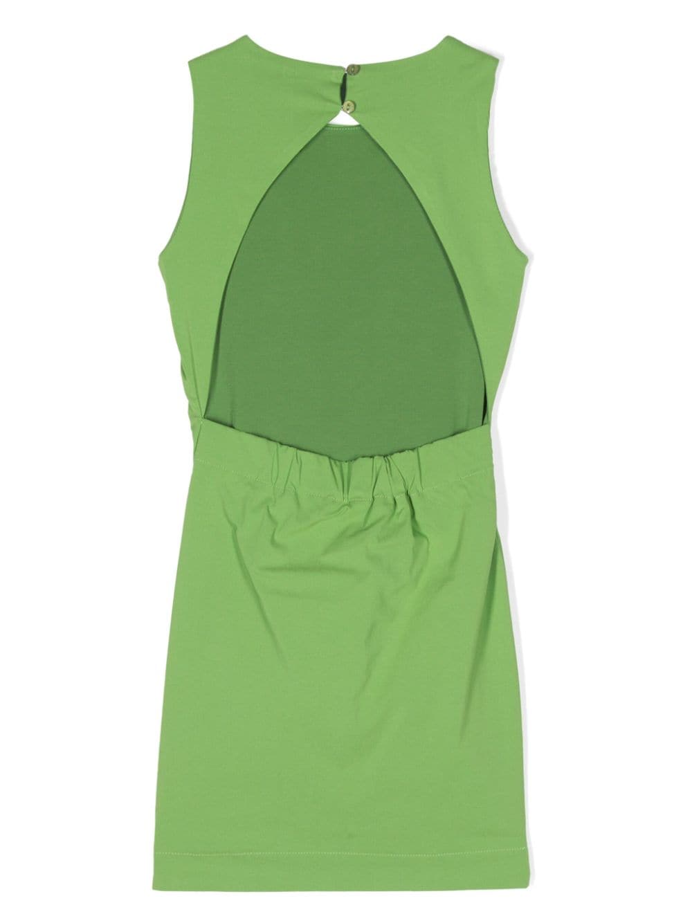 Shop Miss Grant Gathered-detail Sleeveless Dress In Green