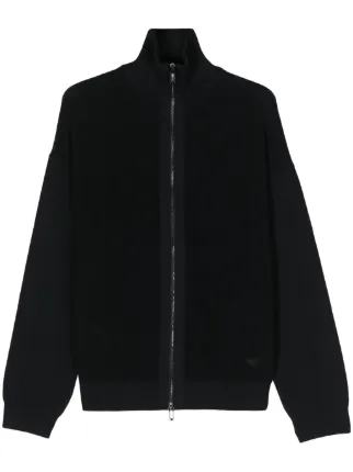 Emporio Armani zip-up open-knit Cardigan | Blue | FARFETCH AU