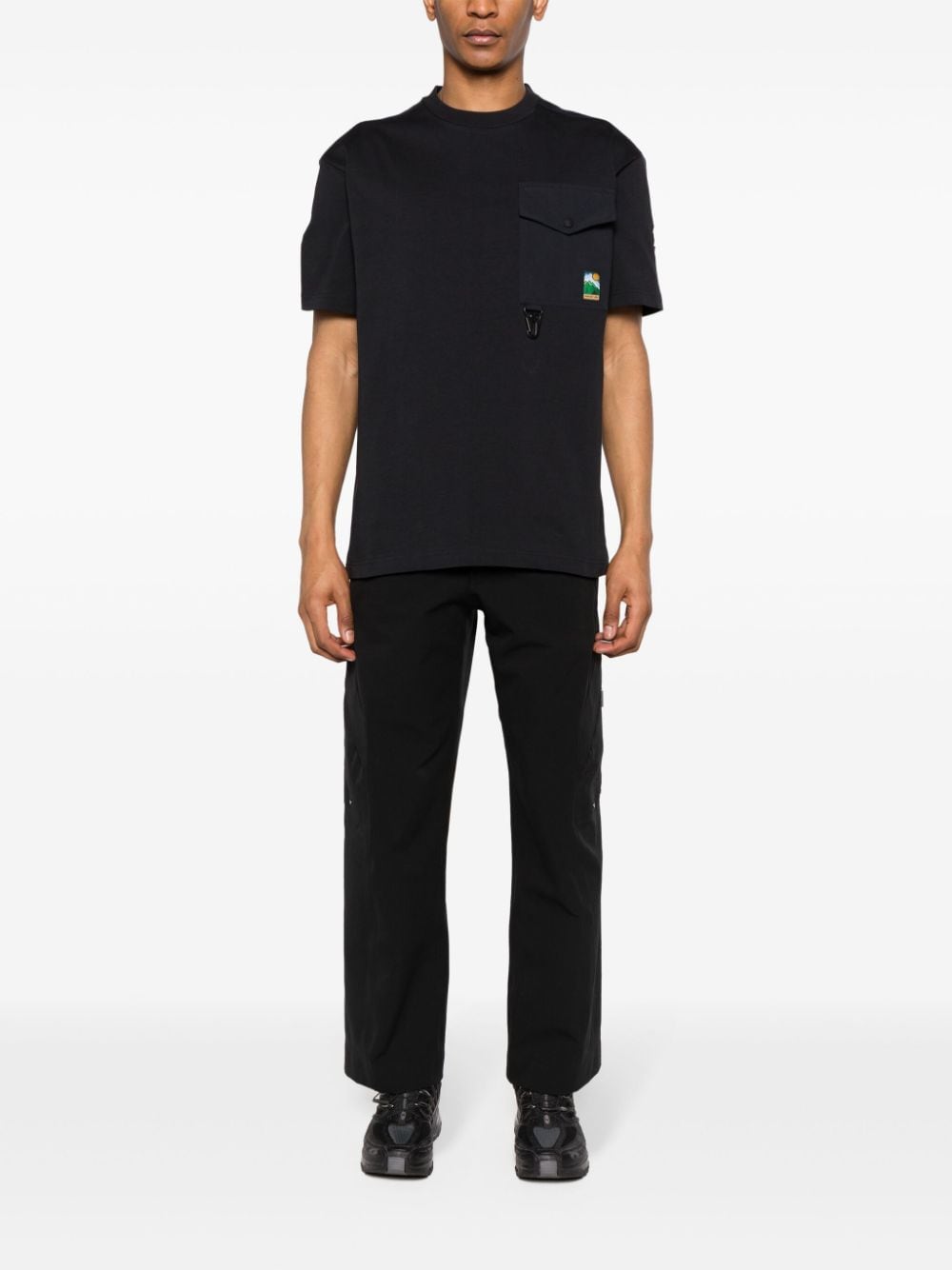 Shop Moncler Logo-patch Cotton T-shirt In Black