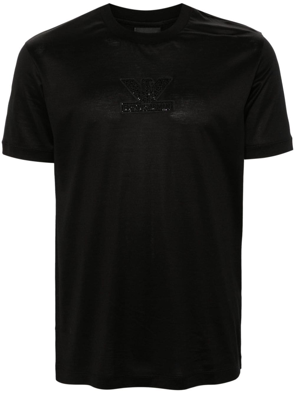 Emporio Armani Rhinestone-embellished Logo-patch T-shirt In Black