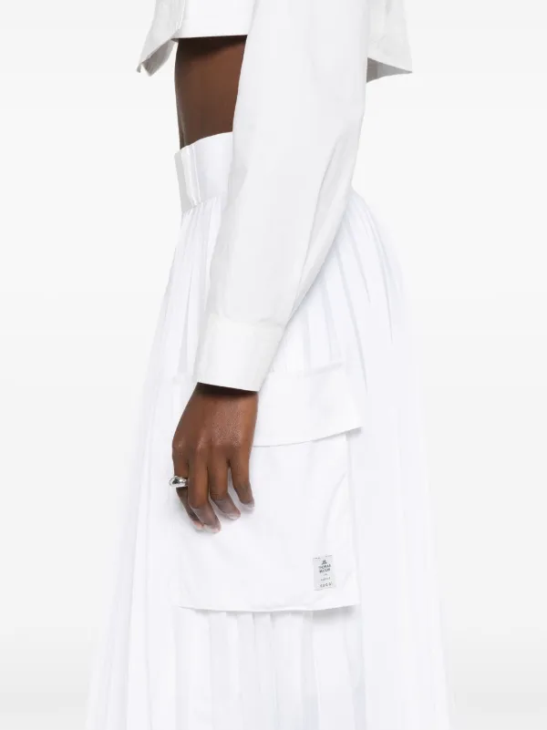 国内より1WEEK【sacai】Thomas Mason Cotton Poplin Skirt Sacai x Thomas Mason Pleated cotton-poplin Skirt | White