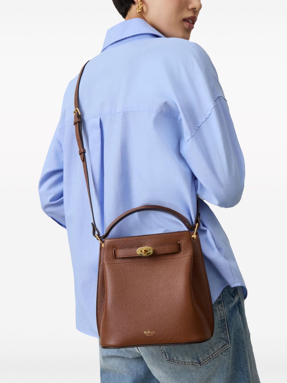 Shop Mulberry Small Islington Leather Bucket Bag In Brown