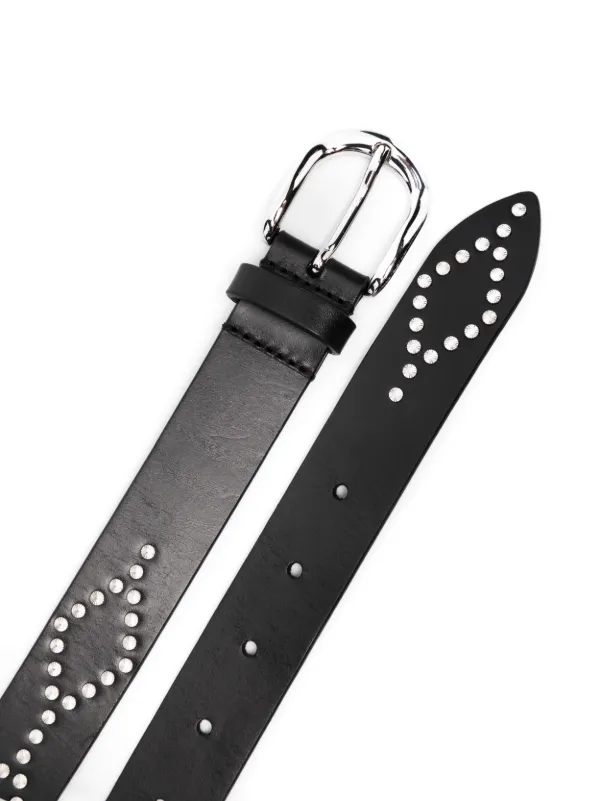 ★Isabel Marant★リリアナスタッド装飾革ベルト Liliana belt Woman black and silver | ISABEL MARANT Official