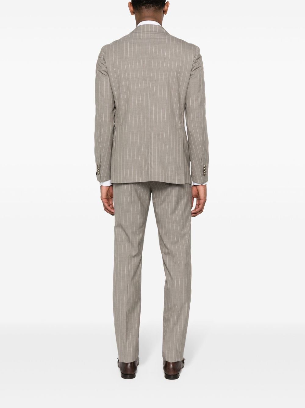 Shop Tagliatore Pinstriped Single-breasted Suit In Neutrals