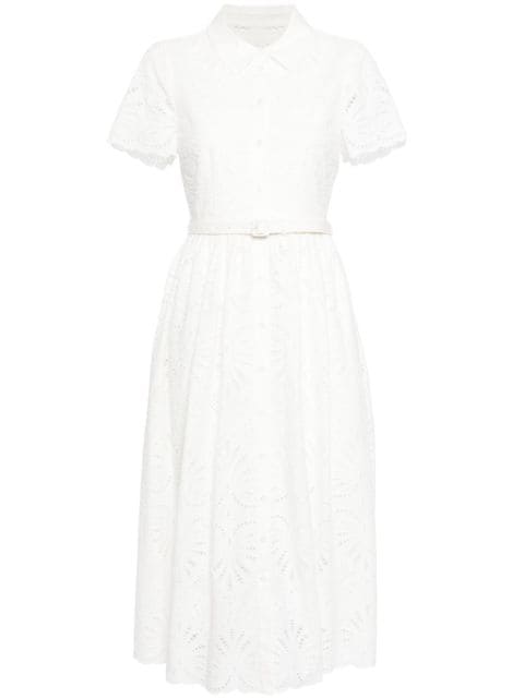 Self-Portrait belted broderie-anglaise cotton midi dress