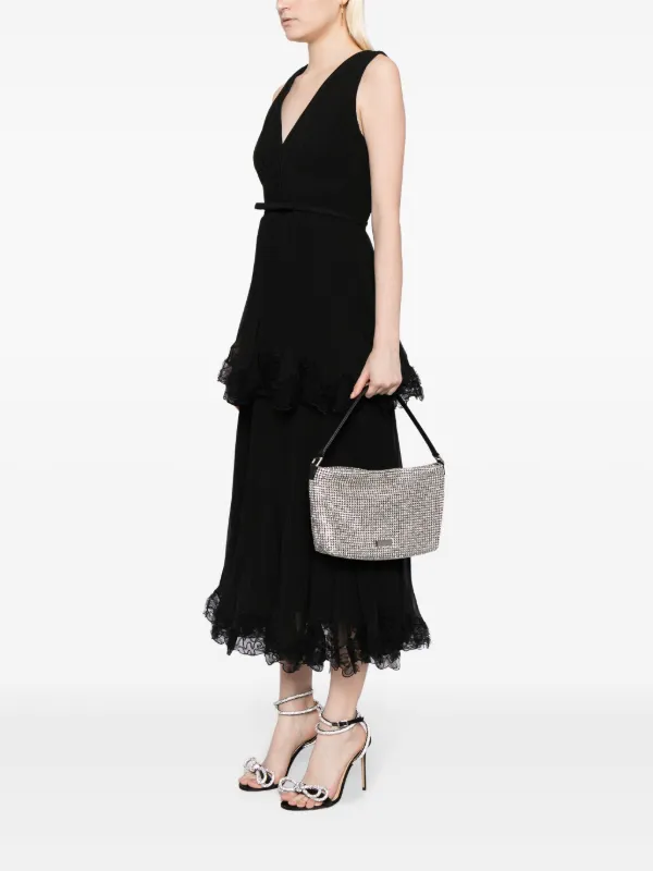 Self-Portrait Medium Diamante Shoulder Bag | Silver | FARFETCH