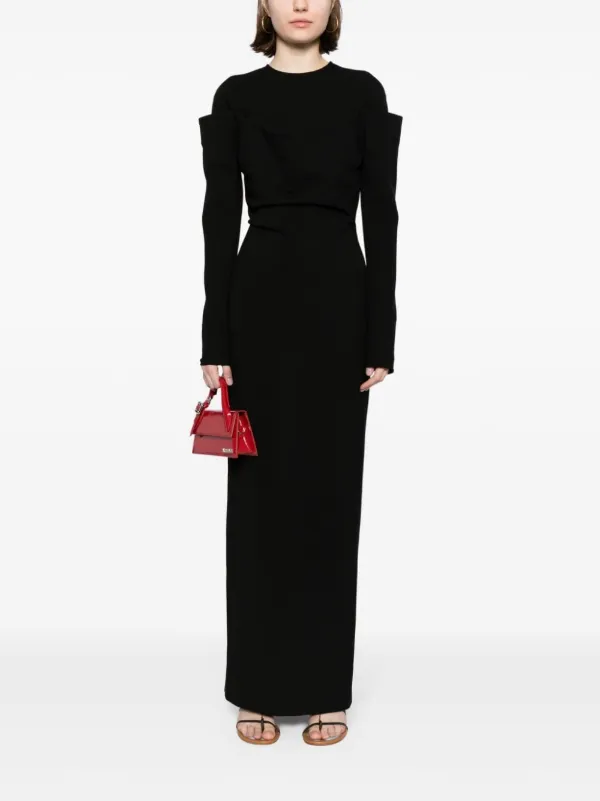 【23AW NEW】JACQUEMUS_woman / オープンネック ドレス / Black Black la robe sierra bretelles dress - JACQUEMUS women