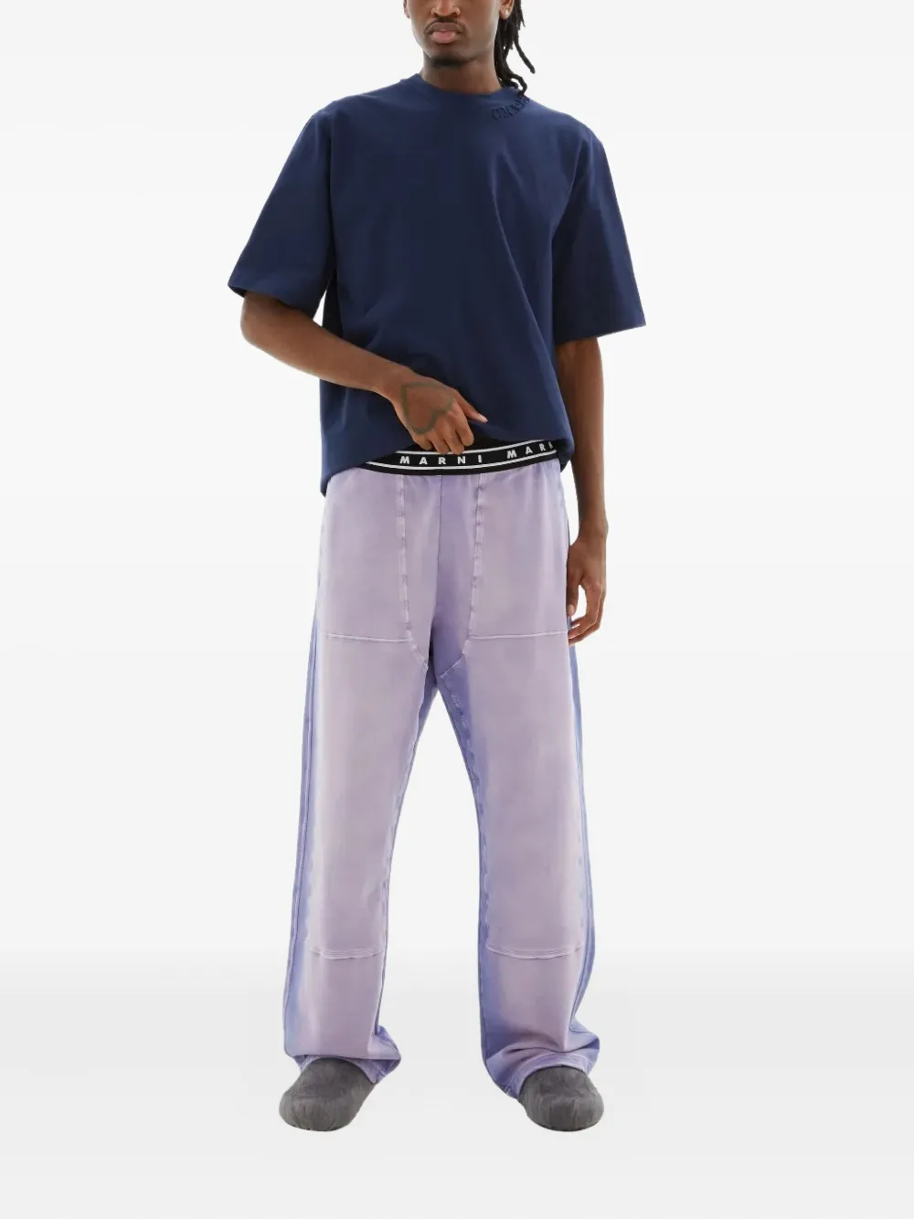 Marni logo-waistband trousers - Paars