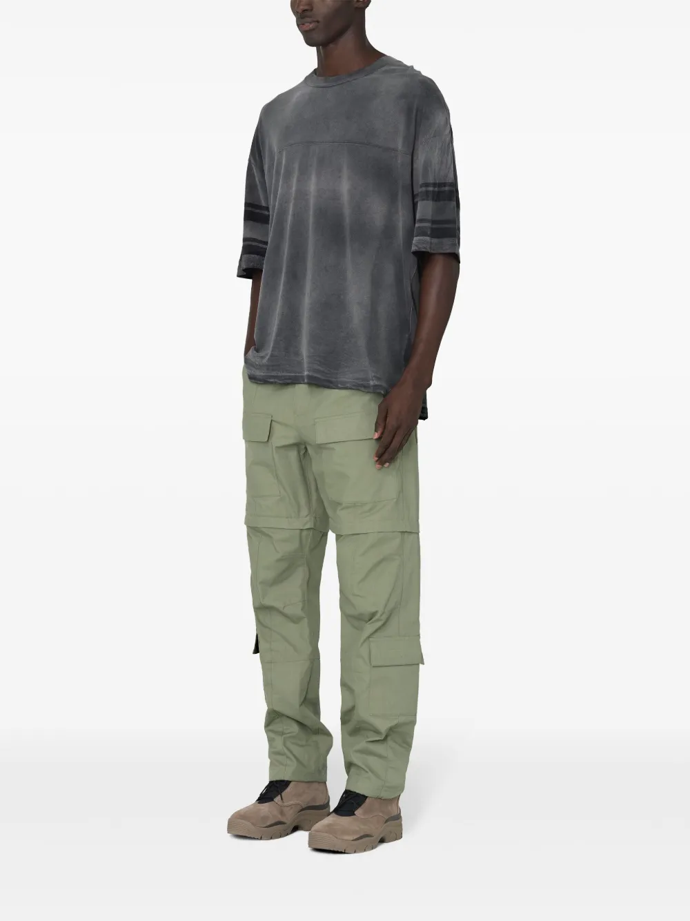 Shop John Elliott Tapered-leg Ripstop Cargo Trousers In Green