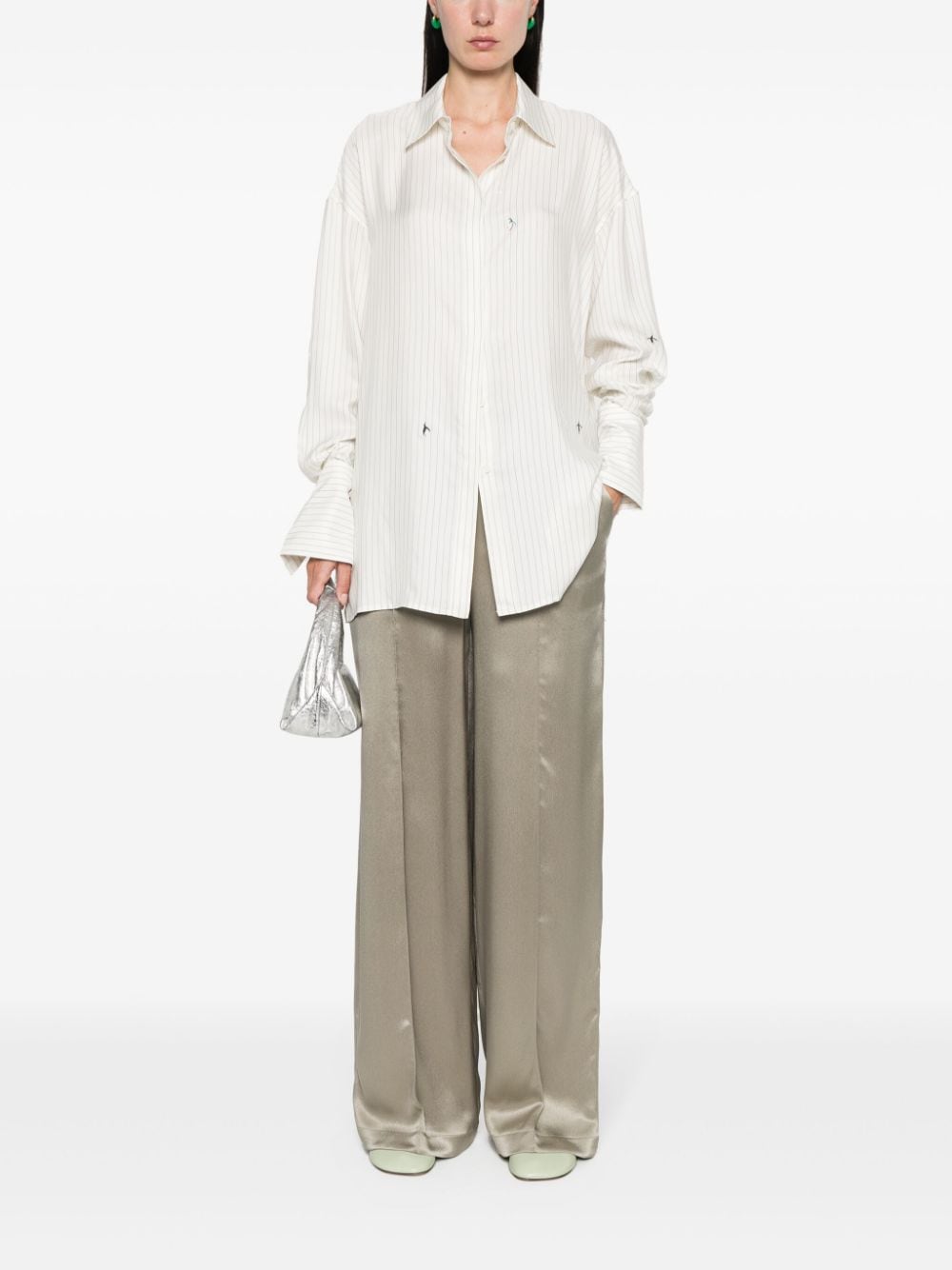 Shop Loewe X Suna Fujita Pinstripe Shirt In White