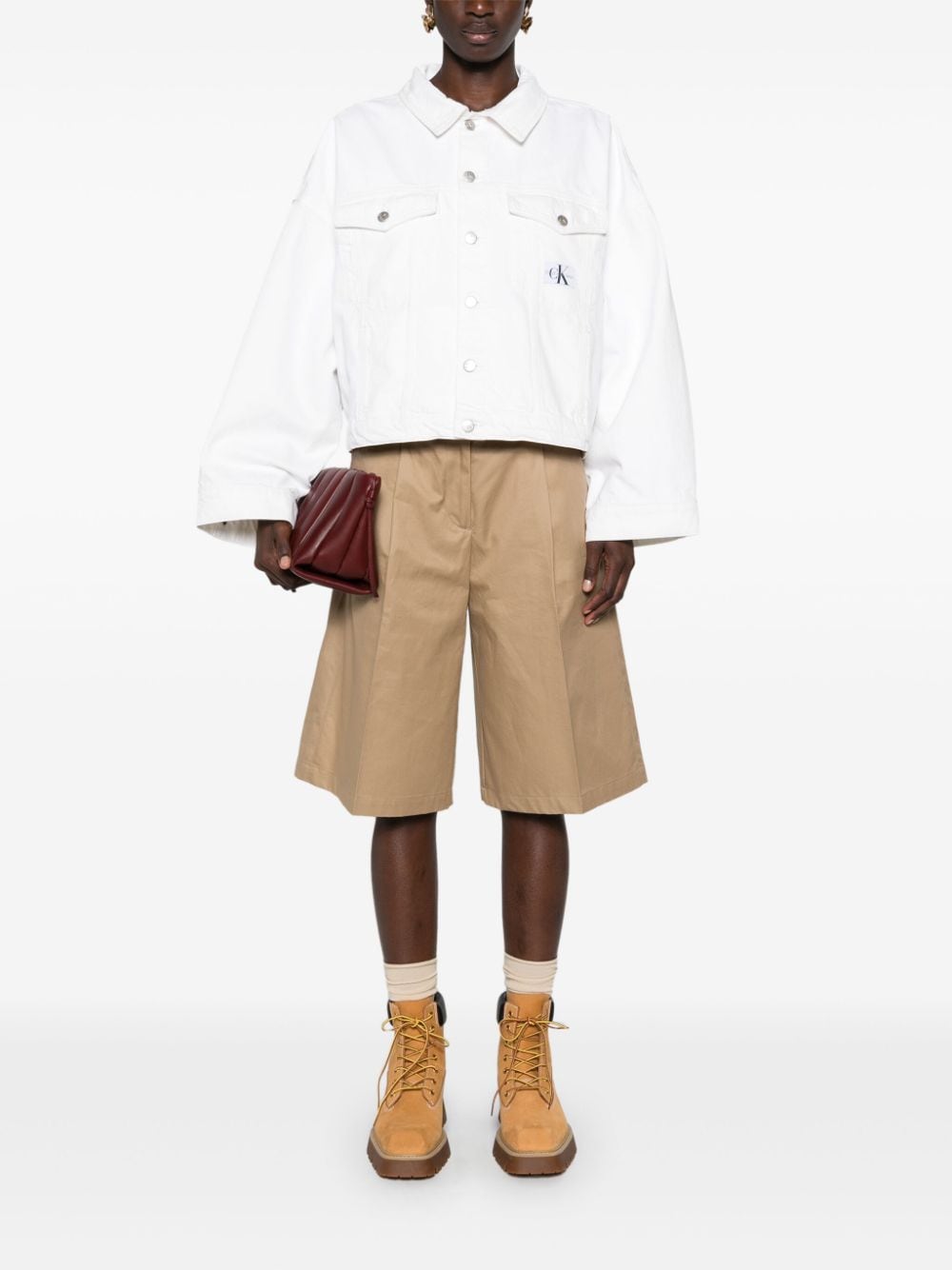 Herno high-waist tailored cotton shorts - Beige