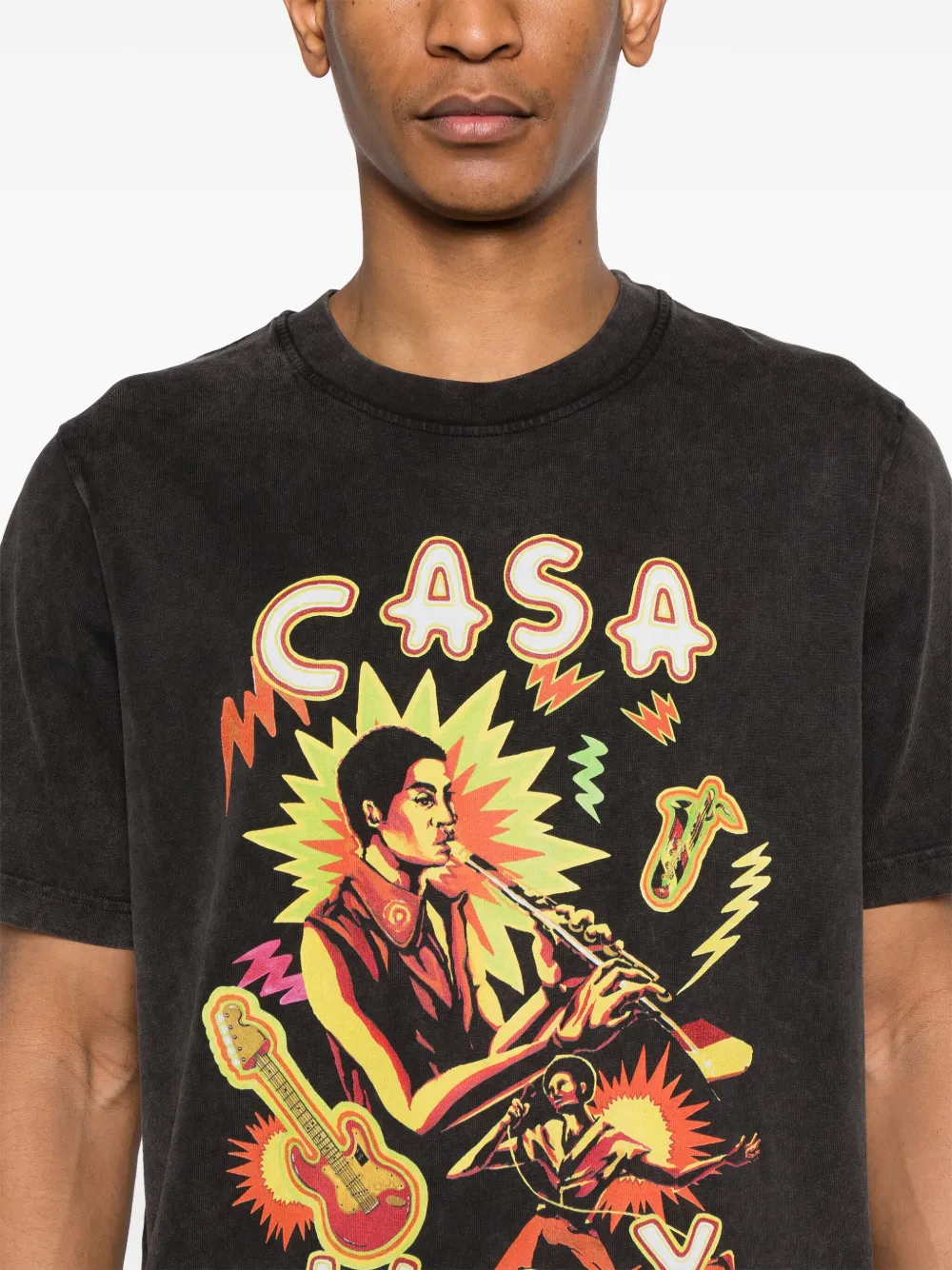 Shop Casablanca Music For The People Cotton T-shirt In Black