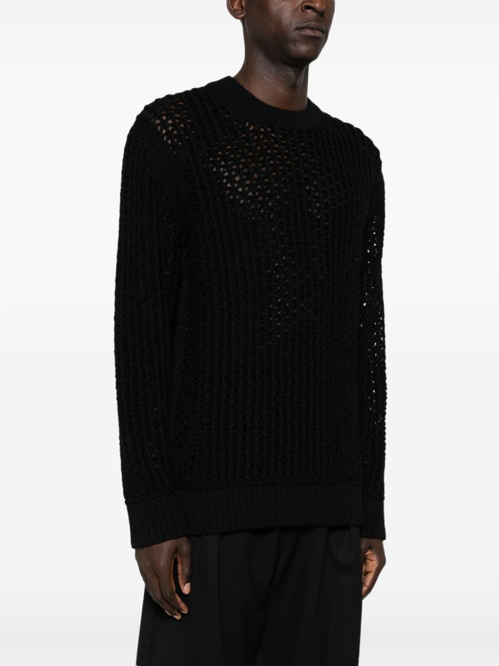 Shop Junya Watanabe Open-knit Sweater In Black