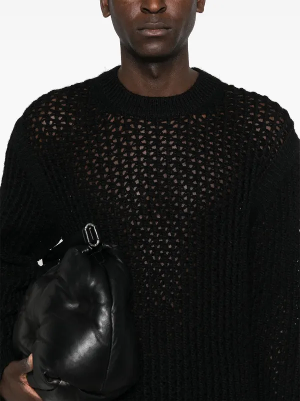 Junya Watanabe MAN open-knit Sweater | Black | FARFETCH JO