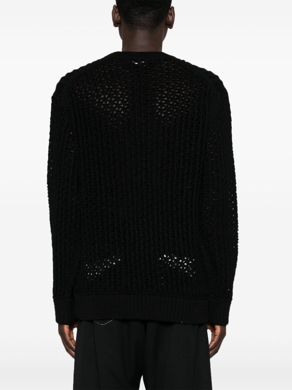 Shop Junya Watanabe Open-knit Sweater In Black