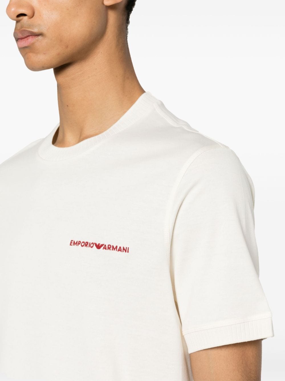 Emporio Armani Katoenen T-shirt met geborduurd logo Wit