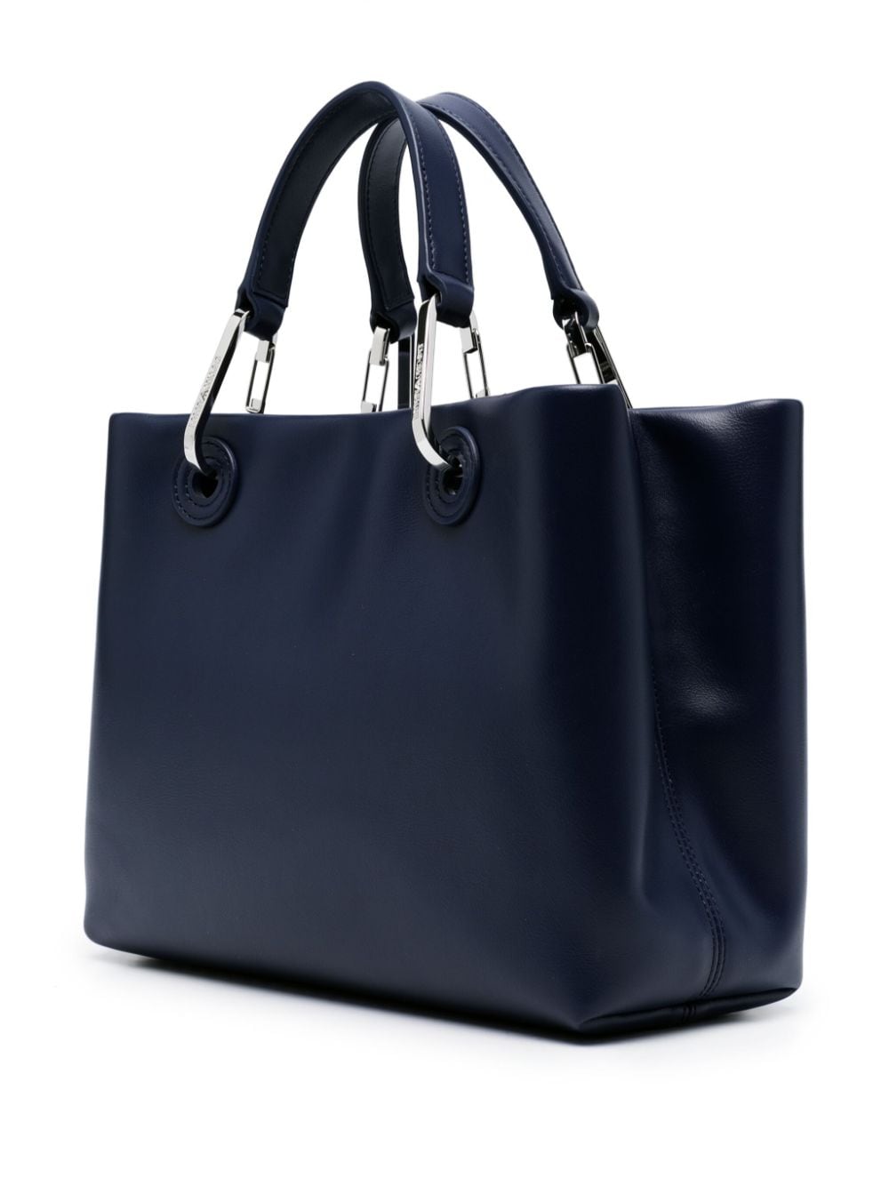 Shop Emporio Armani Small Logo-embossed Tote Bag In Blue