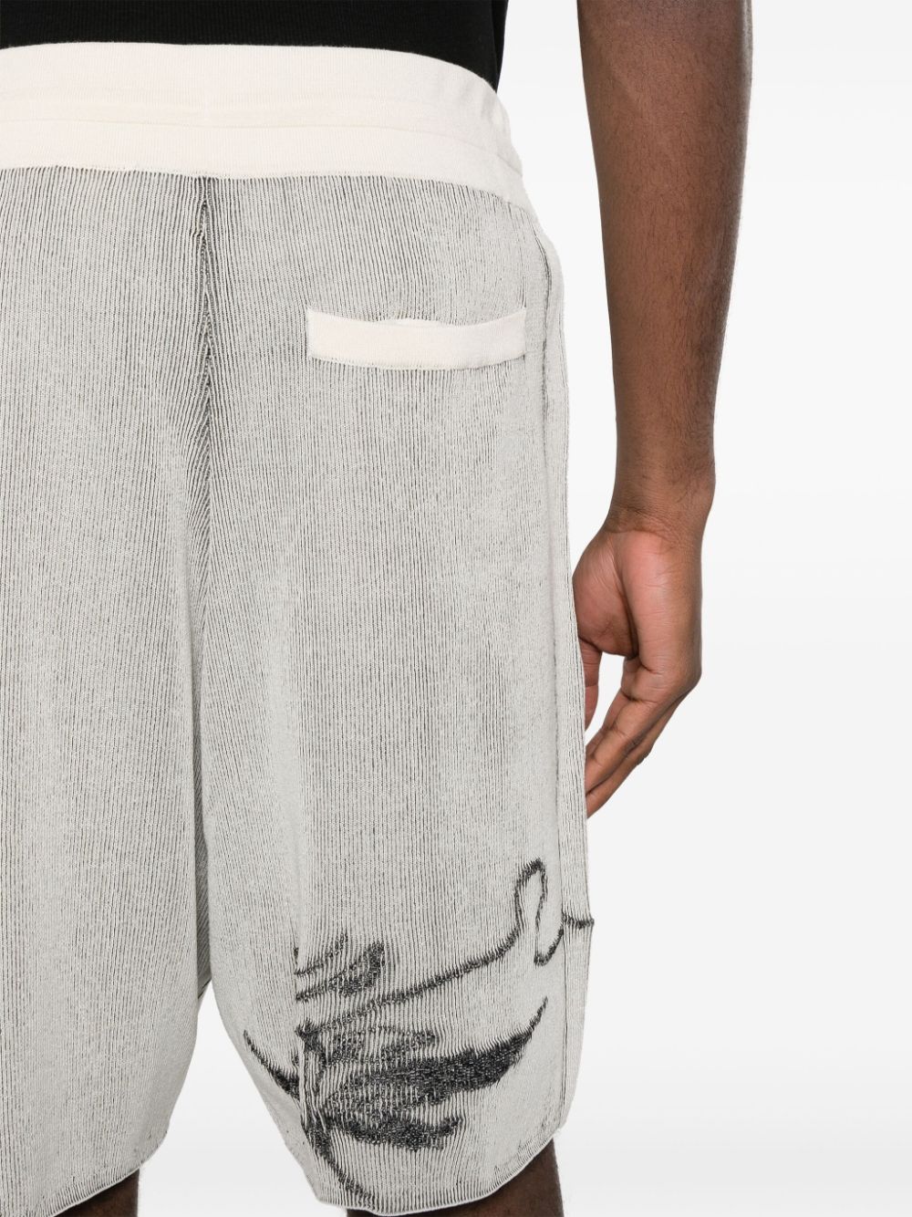 Shop Y-3 Gfx Flower-jacquard Ribbed Shorts In Neutrals