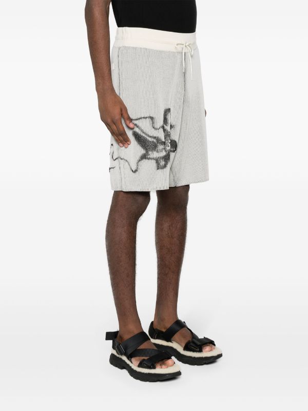 Y-3 GFX flower-jacquard Ribbed Shorts - Farfetch