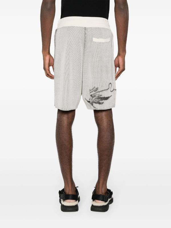 Y-3 GFX flower-jacquard Ribbed Shorts - Farfetch