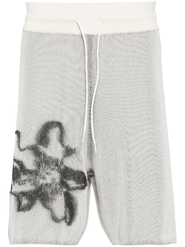 Y-3 GFX flower-jacquard Ribbed Shorts - Farfetch