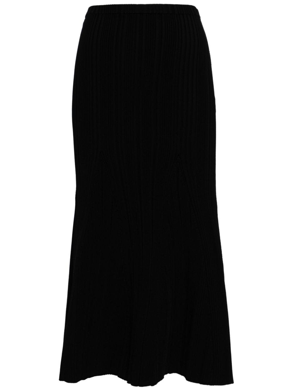 Self-portrait Ribbed-knit Mermaid Skirt In Black