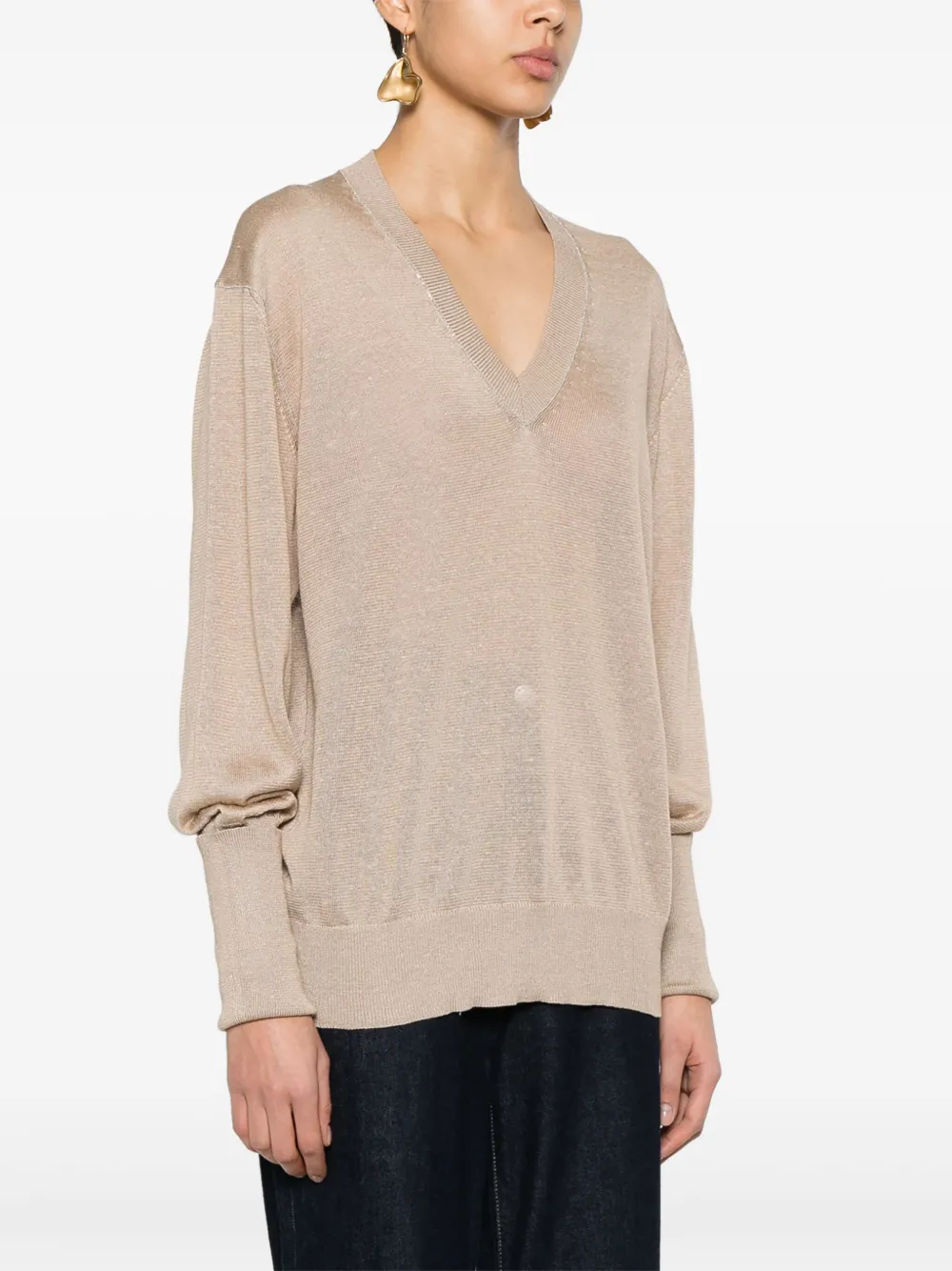 Shop Fabiana Filippi Bead-embellished Jumper In Neutrals