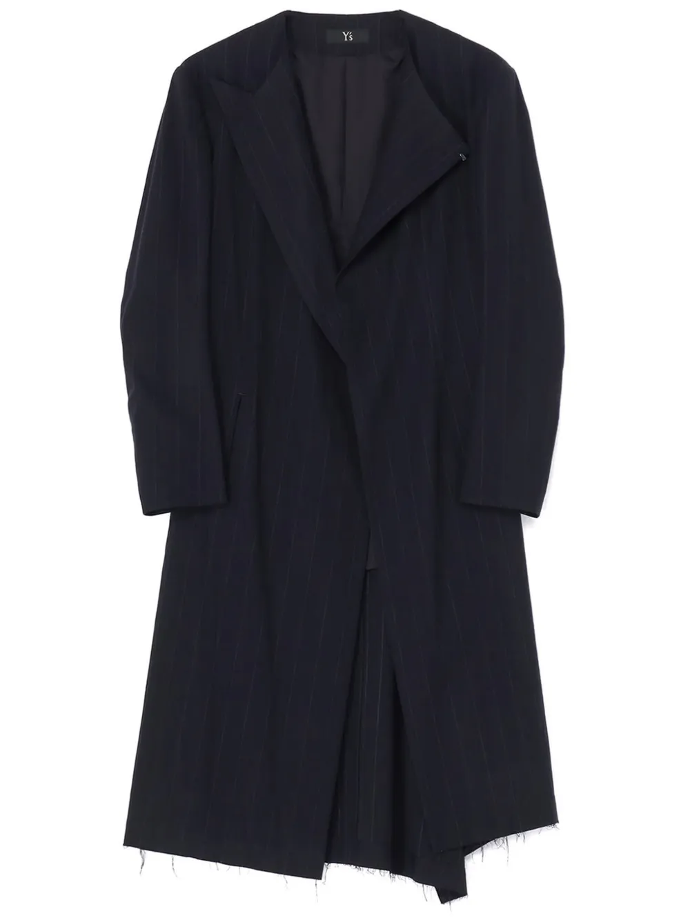 Y's asymmetric pinstriped coat - Blue