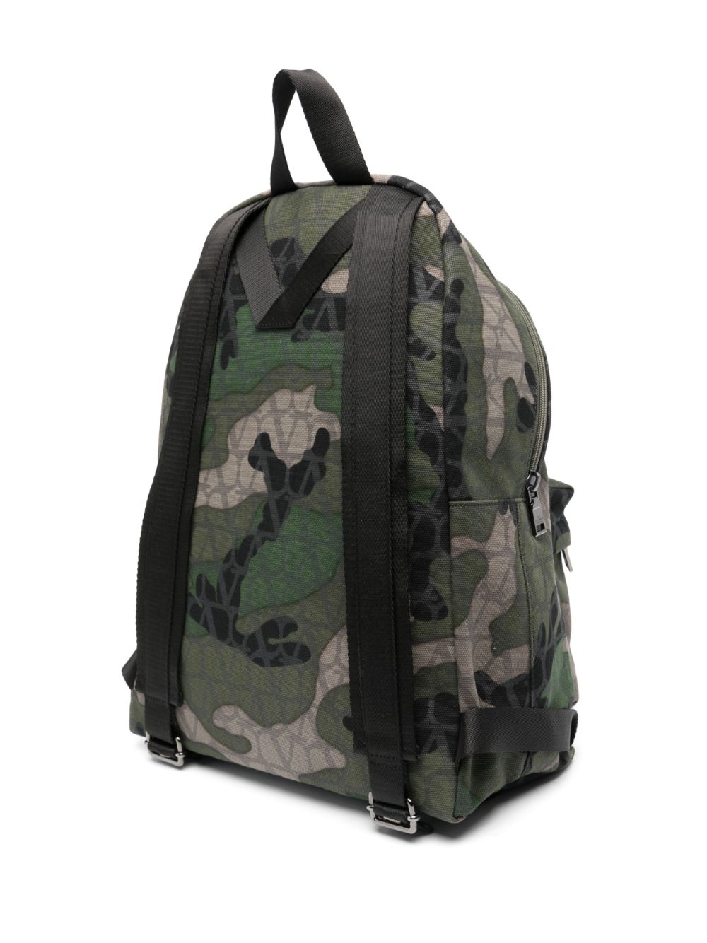 Shop Valentino Camouflage Canvas Backpack In Green