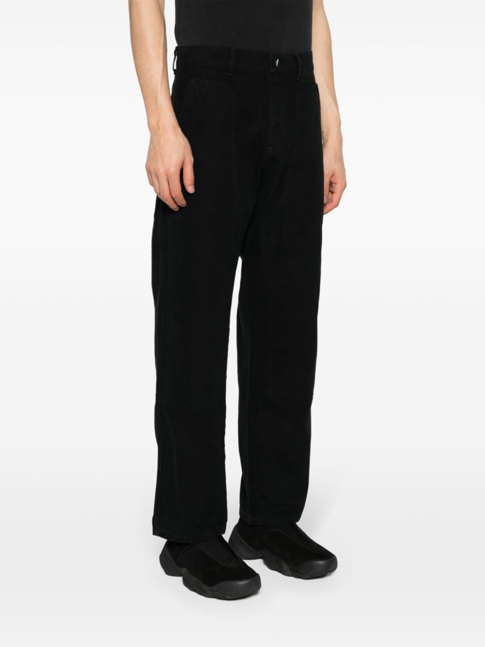 Shop Roa Logo-embroidered Canvas Trousers In 黑色