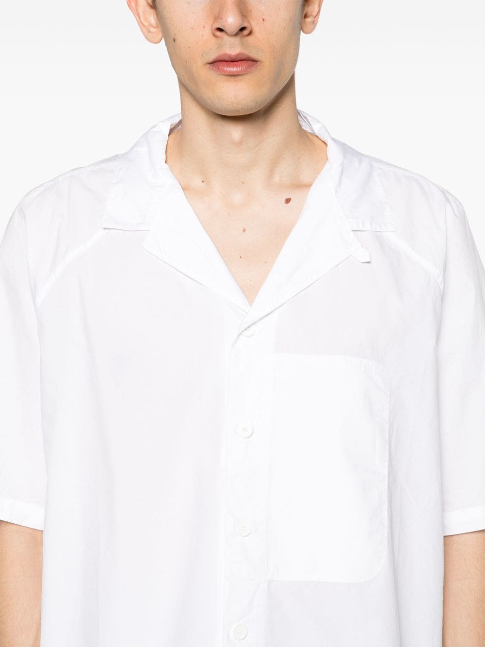 Shop Roa Camp-collar Short-sleeve Shirt In White