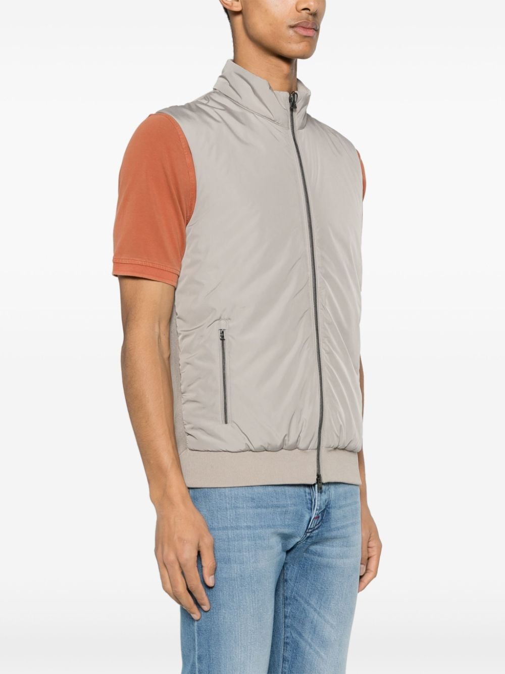 Shop Herno Panelled Padded Gilet In Grey