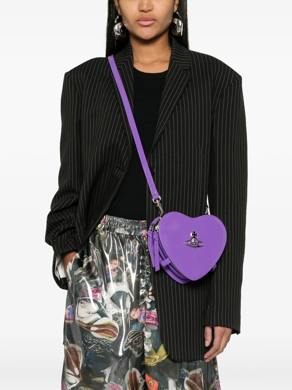 Vivienne Westwood Louise Heart leren crossbodytas Paars