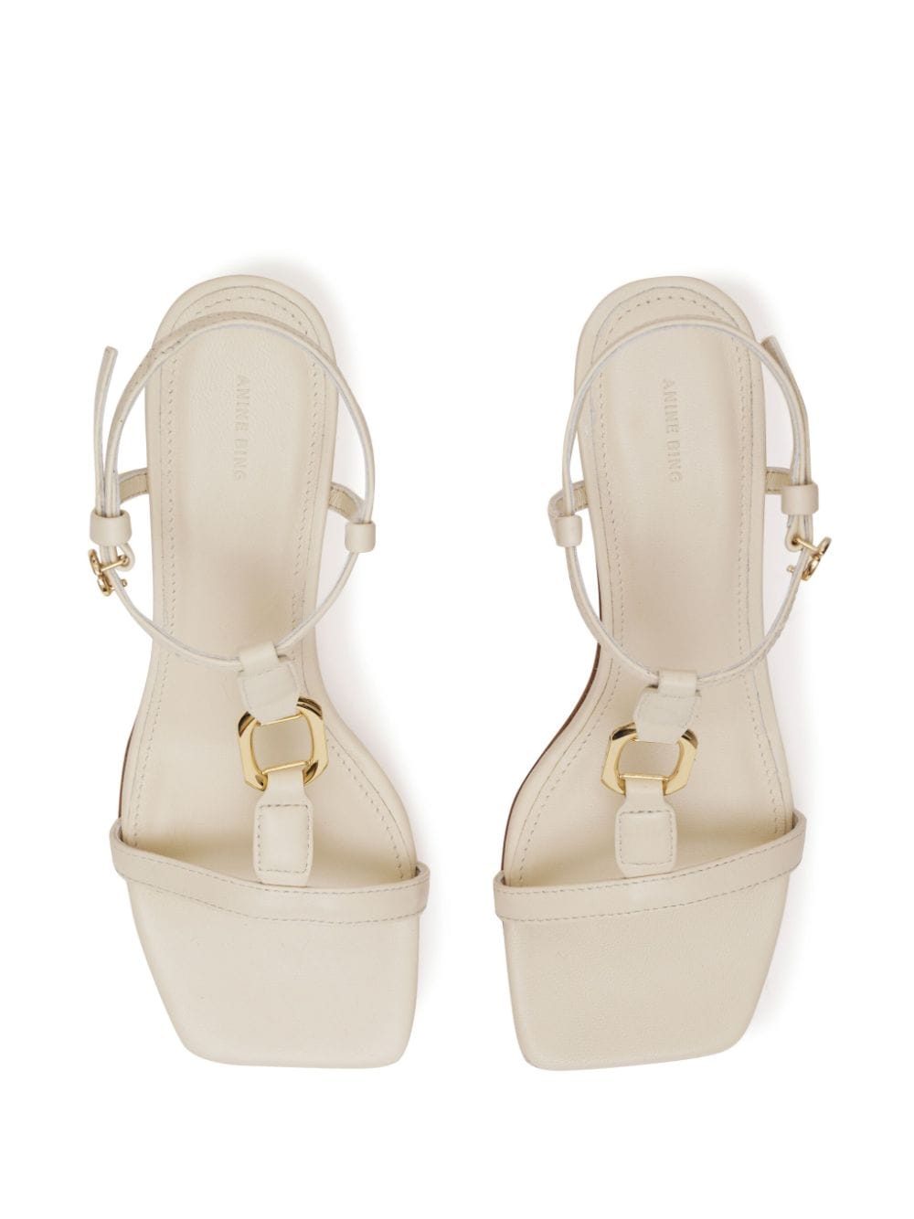 Shop Anine Bing Kiera 50mm Square-toe Sandals In Neutrals