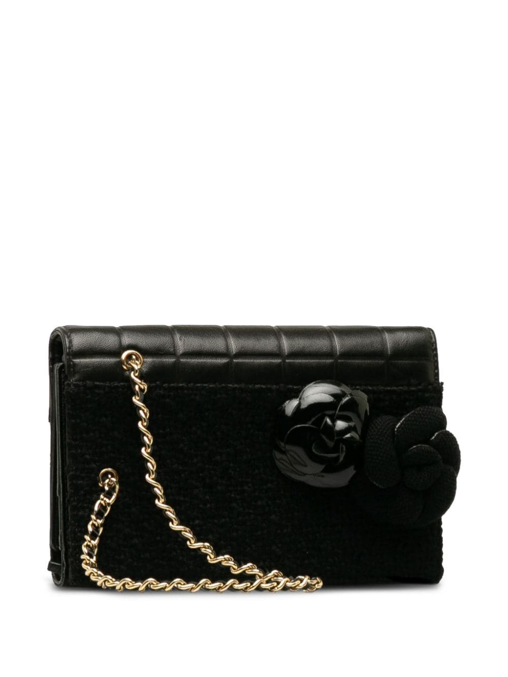 Pre-owned Chanel Choco Bar Camélia 手拿包（2002-2003年典藏款） In Black