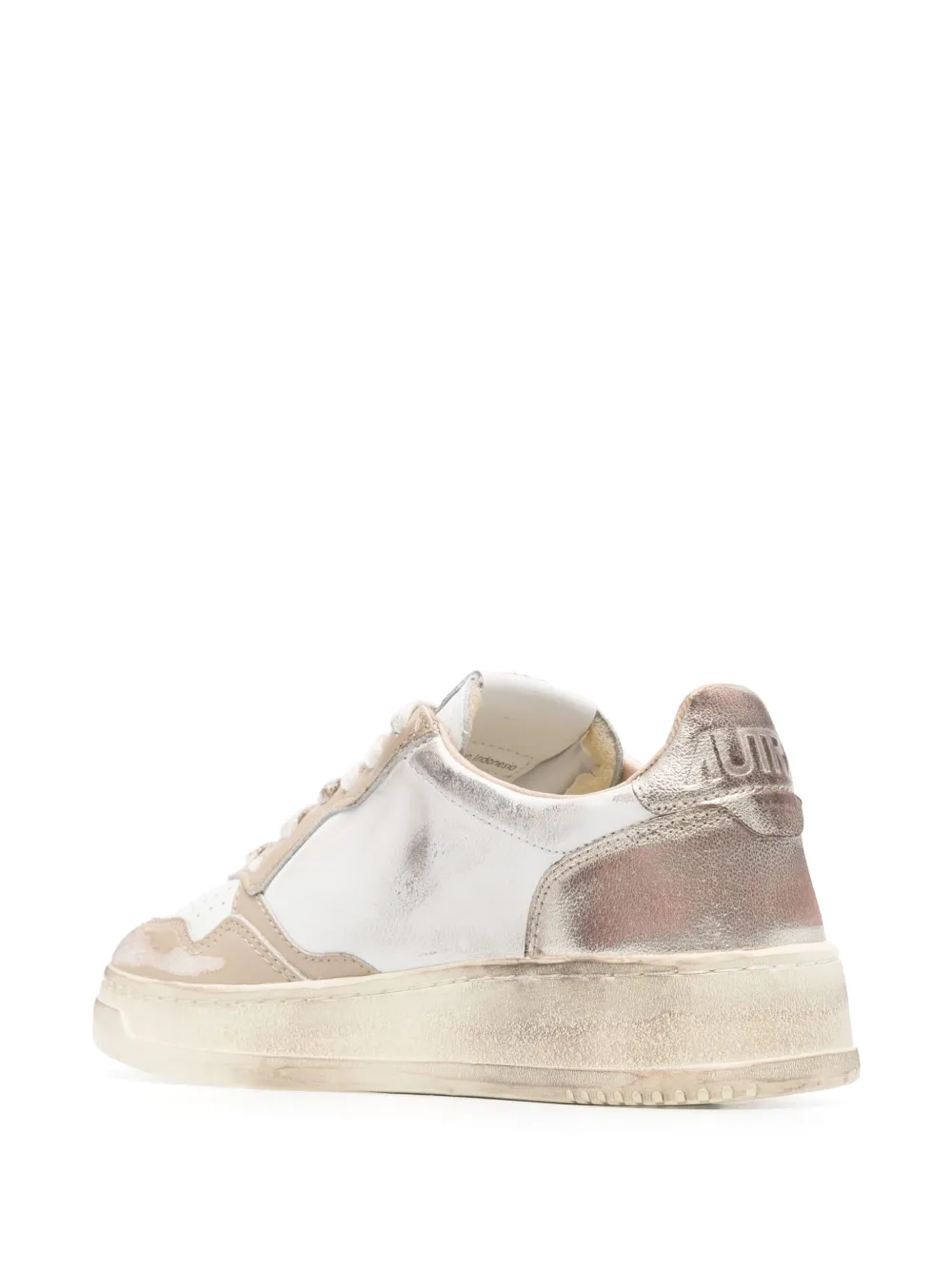Autry Medalist Distressed Leather Sneakers In White