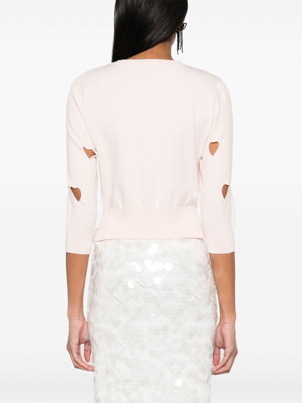 Shop Simone Rocha Cut-out-detail Ribed Cardigan In Pink