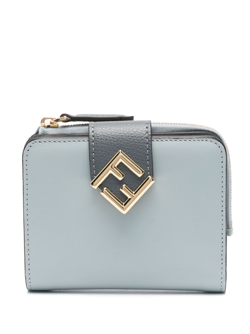 Fendi Ff Diamonds Leather Wallet In Blue
