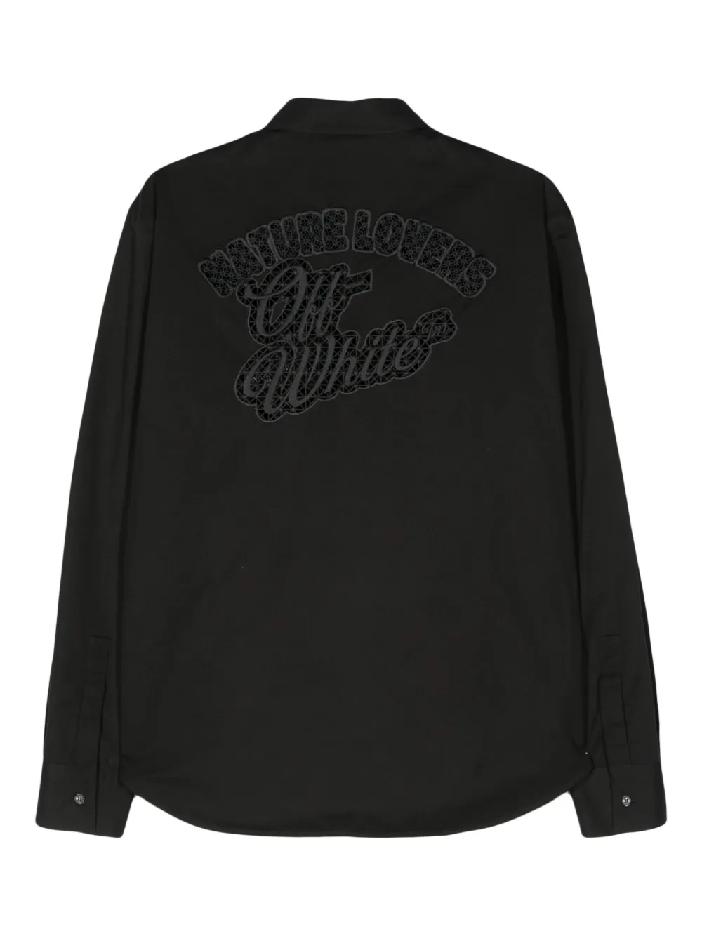 Off-White logo-embroidered shirt - Zwart