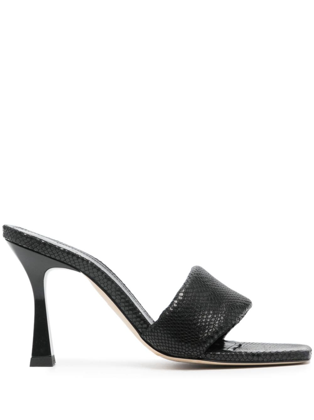 Shop Iro 95mm Yolanda Snakeskin-effect Leather Mules In Black