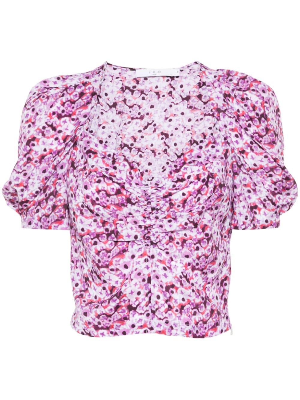 Iro Nunila Floral Puff-sleeve Crop Top In Pink