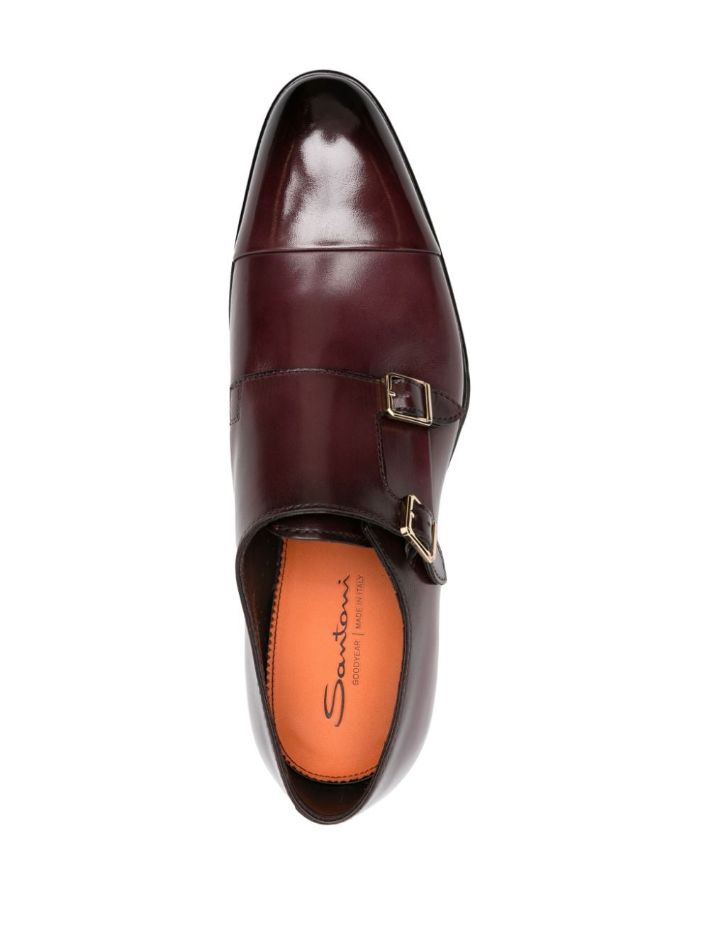 Shop Santoni Double-buckle Leather Monk Shoes In Rot
