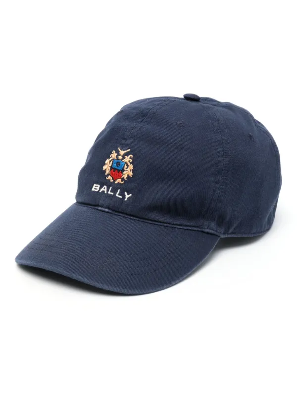 Bally logo embroidered Cotton Baseball Cap Blue FARFETCH CA