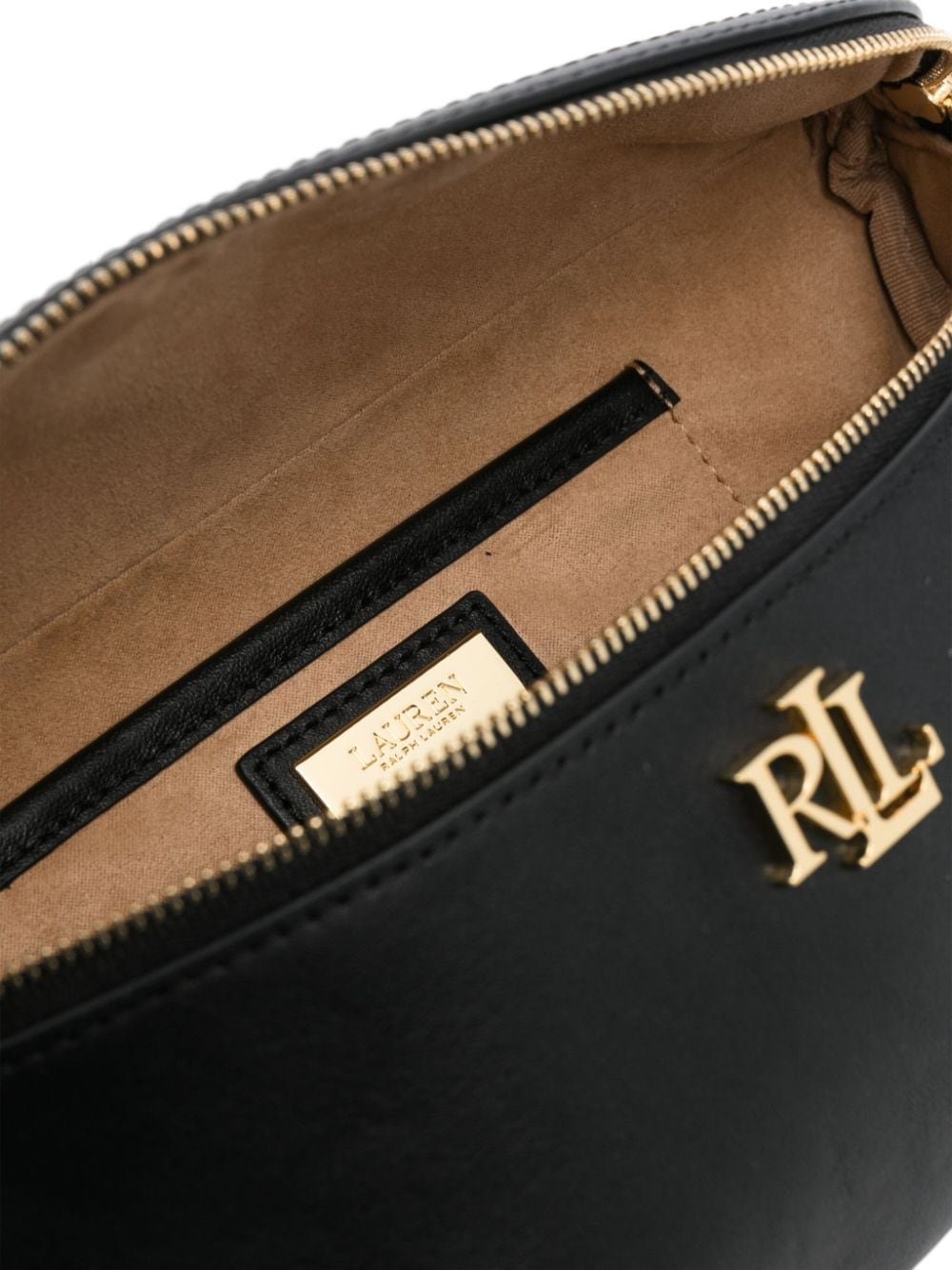 Shop Lauren Ralph Lauren Marcy Leather Belt Bag In Black
