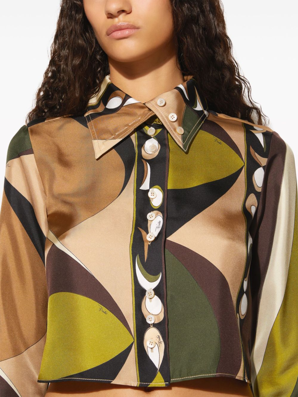 Shop Pucci Pesci-print Silk Shirt In Neutrals
