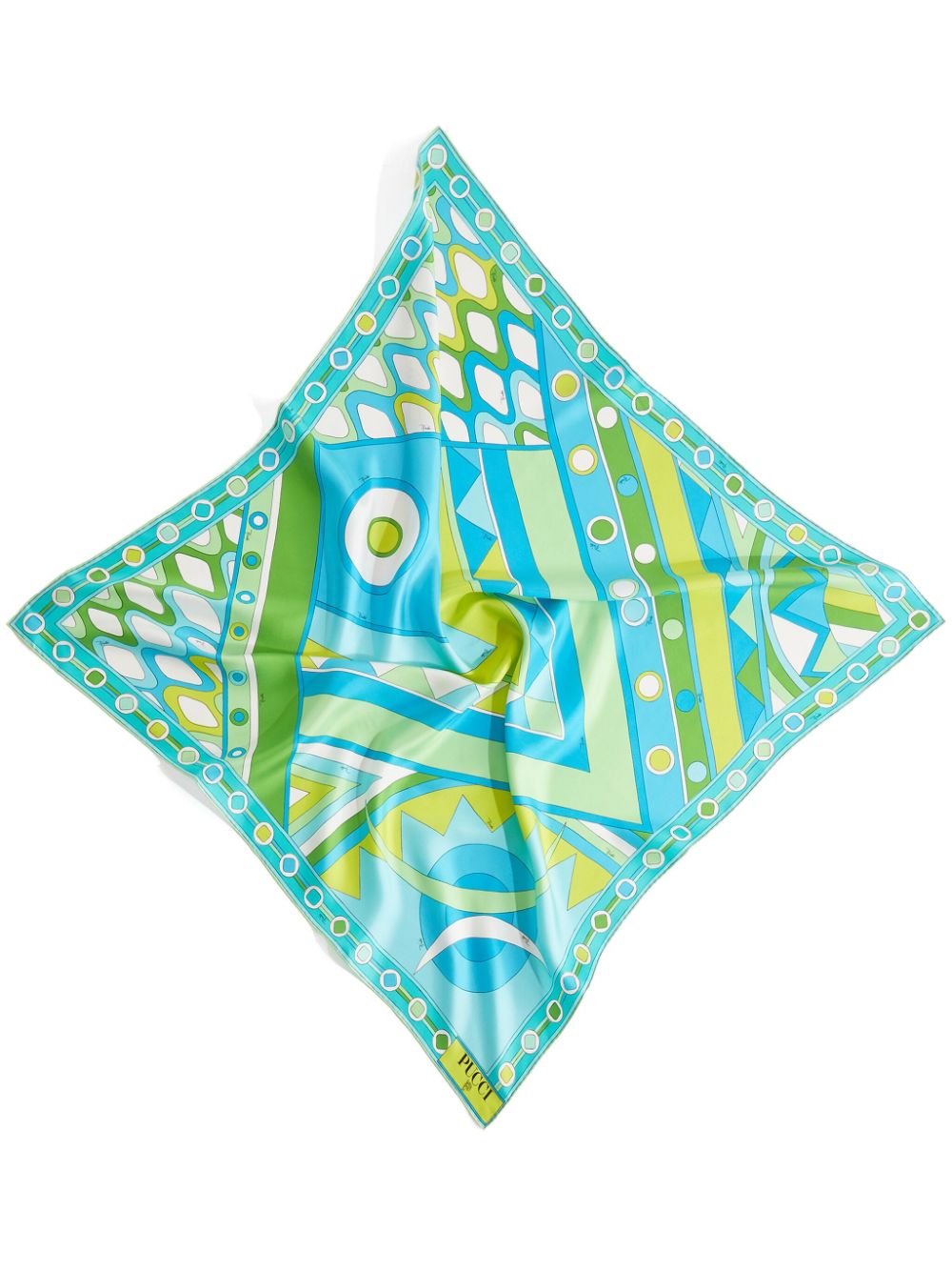 PUCCI Grote zijden sjaal met print Blauw